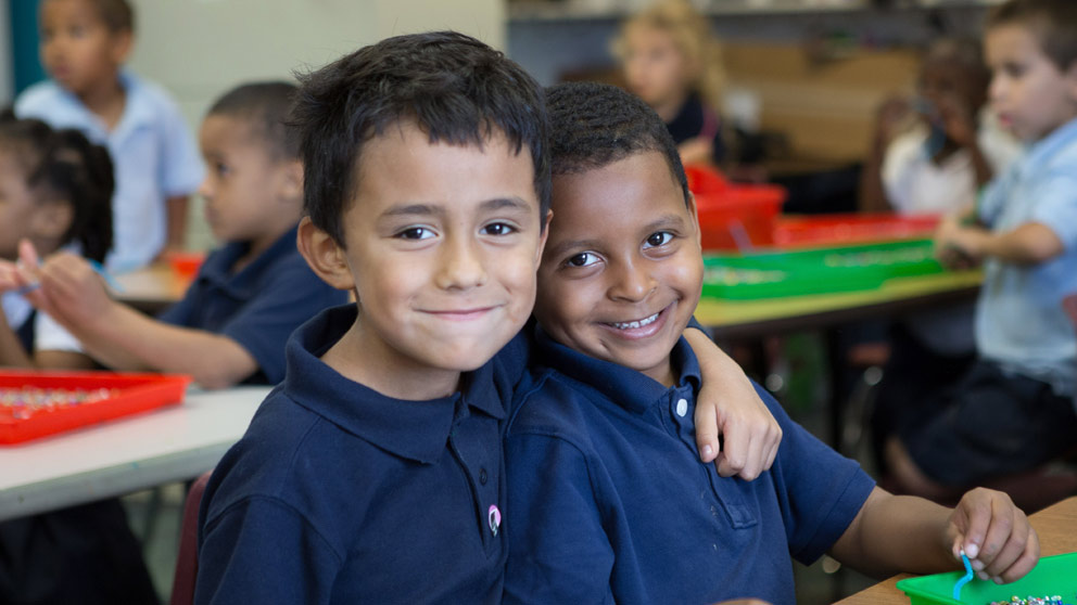 Two friends enjoying class