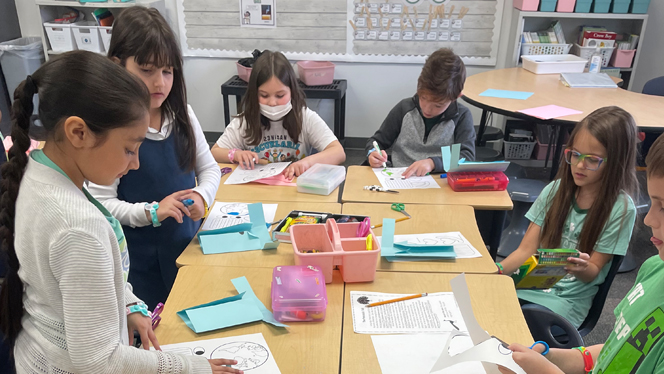 Students working on Earth Day project