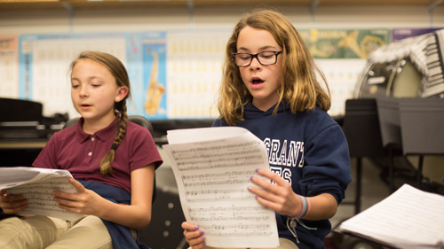 Students singing in choir