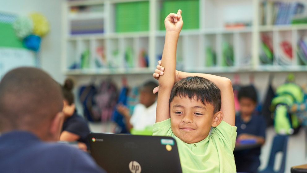 Student raising hand
