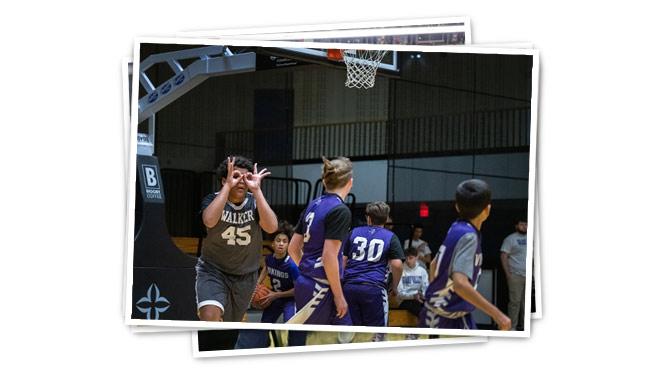 Walker player celebrating after a basket