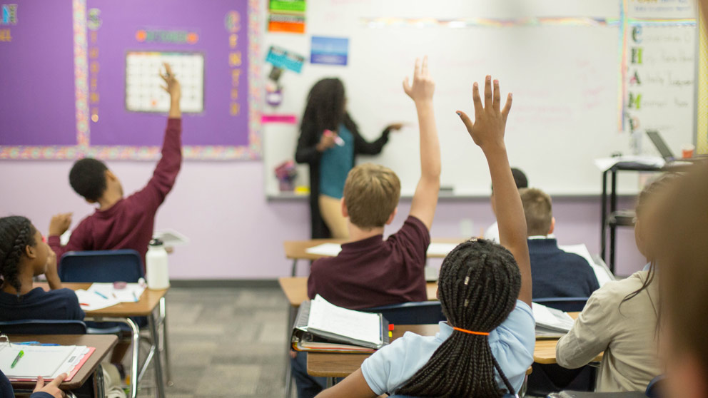 Students participating in class