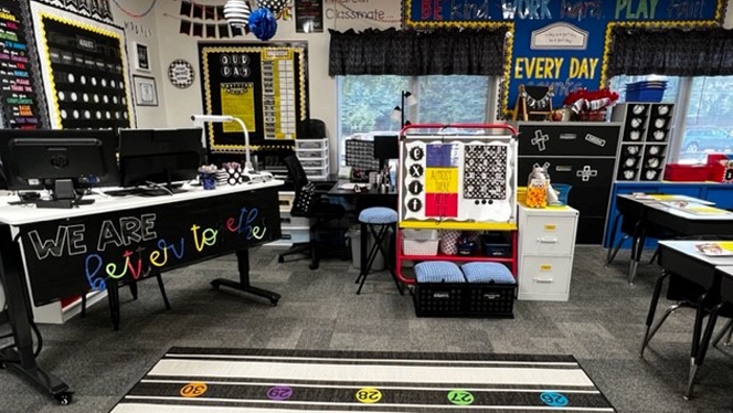 A decorated classroom. A decorated classroom.