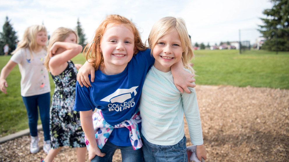 Two Students Enjoying P.E.