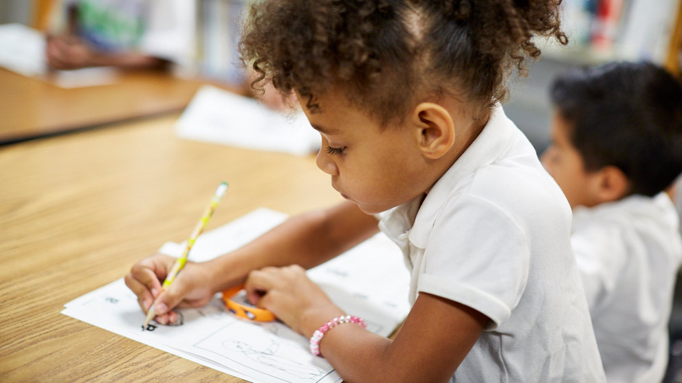 Student working on paper