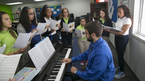 Students in music class