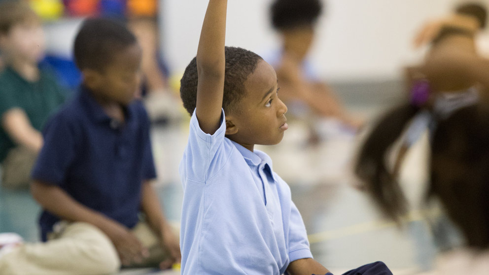 Student raising hand