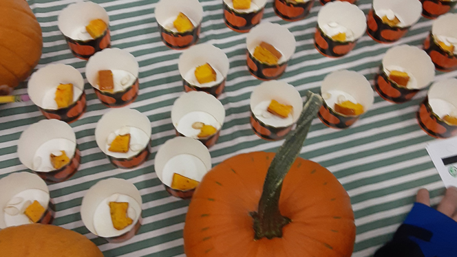 Slices of pumpkin in cups. Slices of pumpkin in cups.